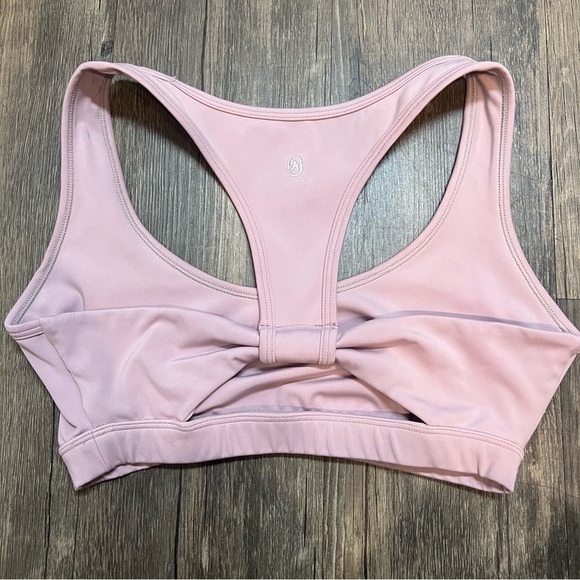 JustFab Open Racer back Pink Sport Bra Stretch Comfort Low Impact Size S - Picture 5 of 9